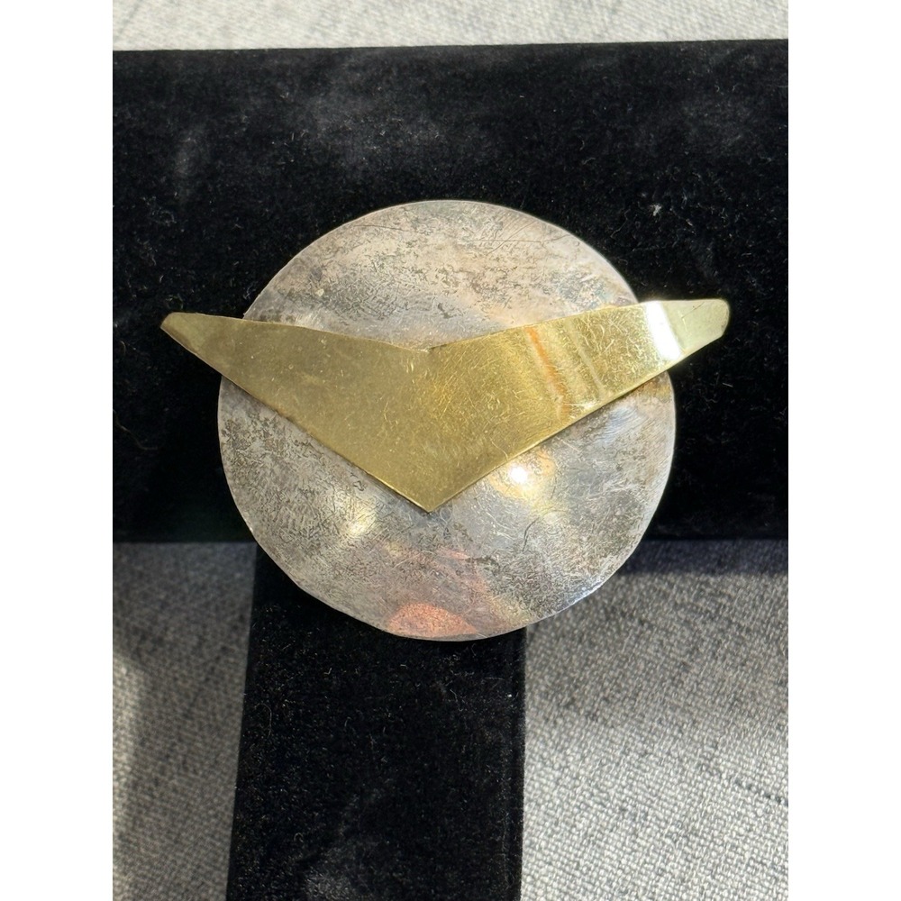 Vintage Modernist Mixed Metal Brooch - Mid Century Space Age